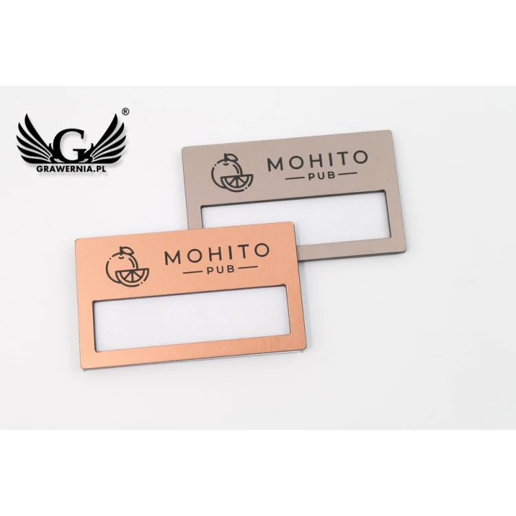 Identyfikator z okienkiem - miedziany lub caffe latte - B - wym. 67x40mm - ID075