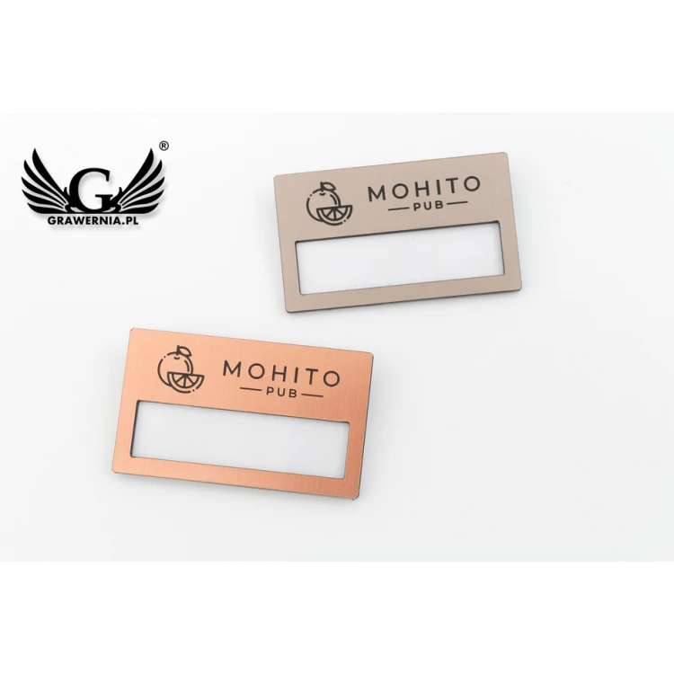 Identyfikator z okienkiem - miedziany lub caffe latte - B - wym. 67x40mm - ID075
