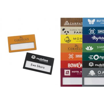 Identyfikator z okienkiem - multikolor B - wym: 67x40mm - ID069