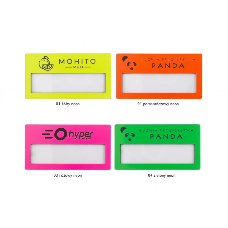 Identyfikator z okienkiem - neon - M - wym. 67x35mm - ID076