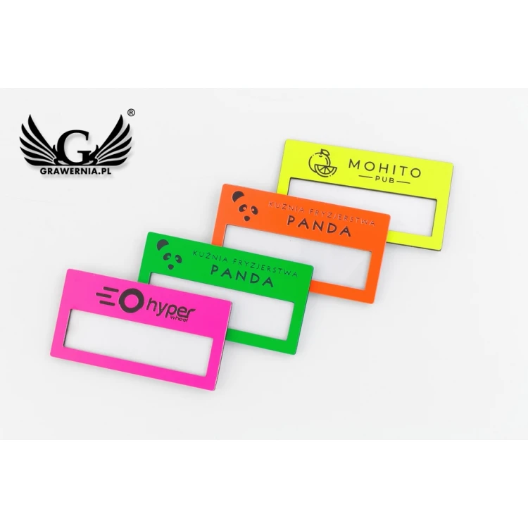 Identyfikator z okienkiem - neon - M - wym. 67x35mm - ID076