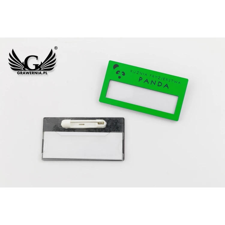 Identyfikator z okienkiem - neon - M - wym. 67x35mm - ID076