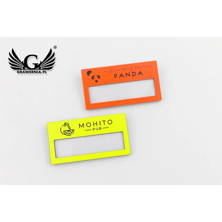 Identyfikator z okienkiem - neon - M - wym. 67x35mm - ID076