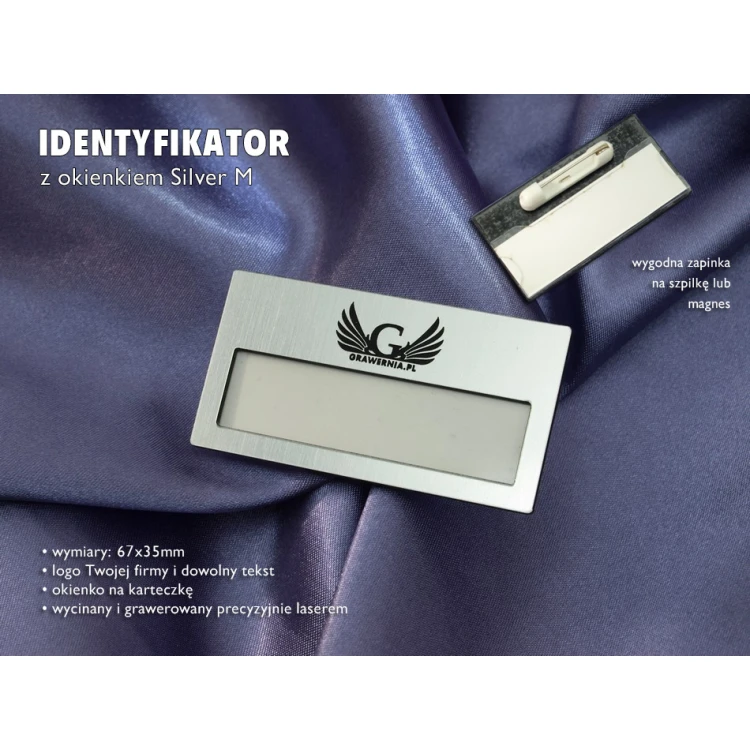 Identyfikator z okienkiem - Silver M - ID023