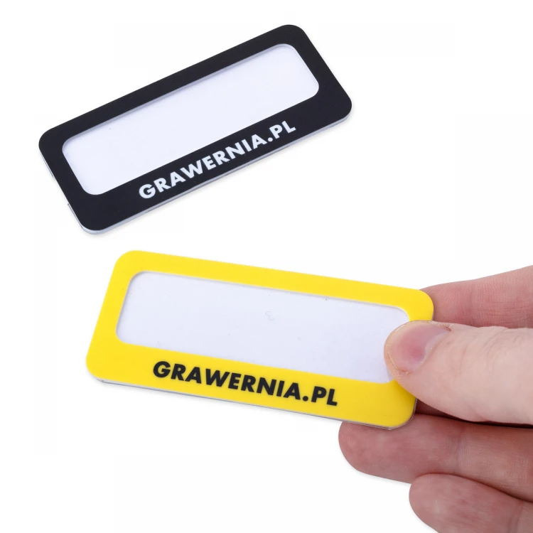 Identyfikator z okienkiem - tworzywo HIPS z nadrukiem UV - wym. 80x35mm - ID137
