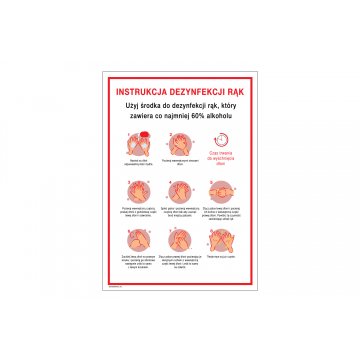 Instrukcja dezynfekcji rąk - tabliczka informacyjna wym. 245x345mm - PVC - kolorowy druk UV - BHP146