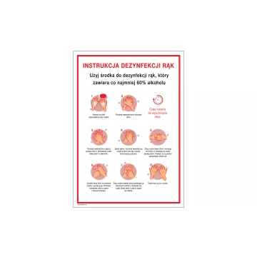 Instrukcja dezynfekcji rąk - tabliczka informacyjna wym. 245x345mm - PVC - kolorowy druk UV - BHP146