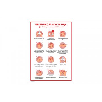 Instrukcja mycia rąk - tabliczka informacyjna wym. 245x345mm - PVC - kolorowy druk UV - BHP143