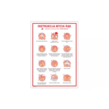 Instrukcja mycia rąk - tabliczka informacyjna wym. 245x345mm - PVC - kolorowy druk UV - BHP143