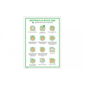 Instrukcja mycia rąk - tabliczka informacyjna wym. 245x345mm - PVC - kolorowy druk UV - BHP144