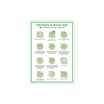 Instrukcja mycia rąk - tabliczka informacyjna wym. 245x345mm - PVC - kolorowy druk UV - BHP144