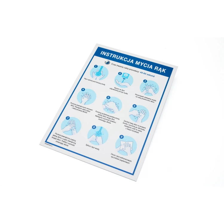 Instrukcja mycia rąk - tabliczka informacyjna wym. 245x345mm - PVC - kolorowy druk UV - BHP145