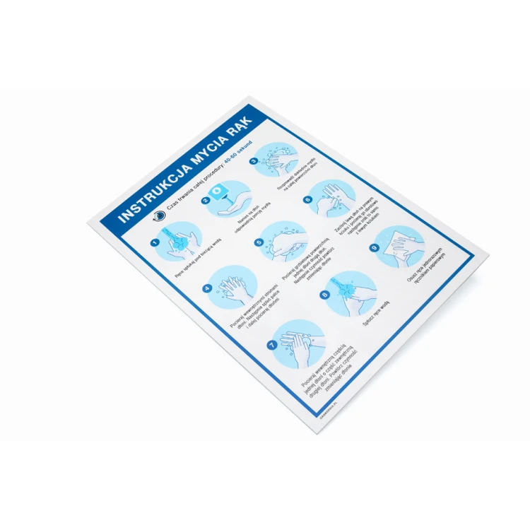 Instrukcja mycia rąk - tabliczka informacyjna wym. 245x345mm - PVC - kolorowy druk UV - BHP145