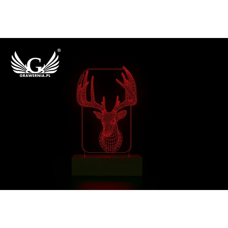 Jeleń - Lampa 3D LED RGB sterowana z pilota - L3D009