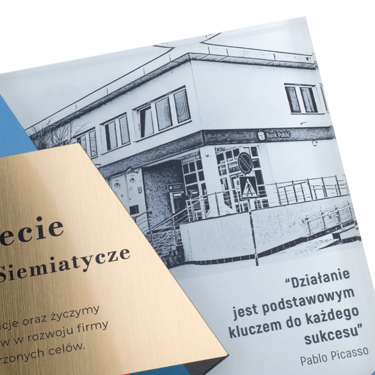 Jubileuszowy dyplom szklany - kwadrat - kolorowy druk UV - DUV096