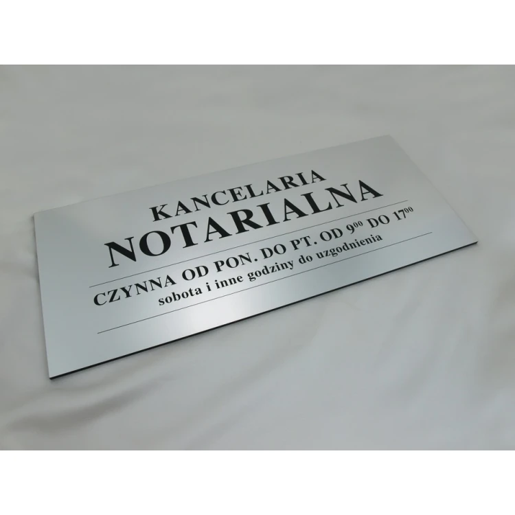 Kancelaria czynna - godziny otwarcia - SZ032 - srebrny - wym. 50x21cm