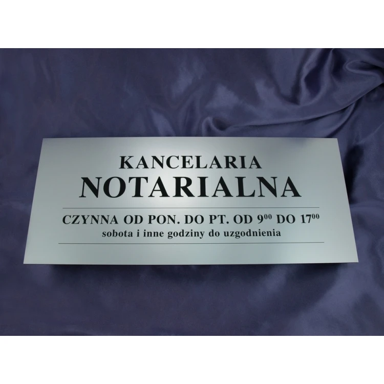 Kancelaria czynna - godziny otwarcia - SZ032 - srebrny - wym. 50x21cm