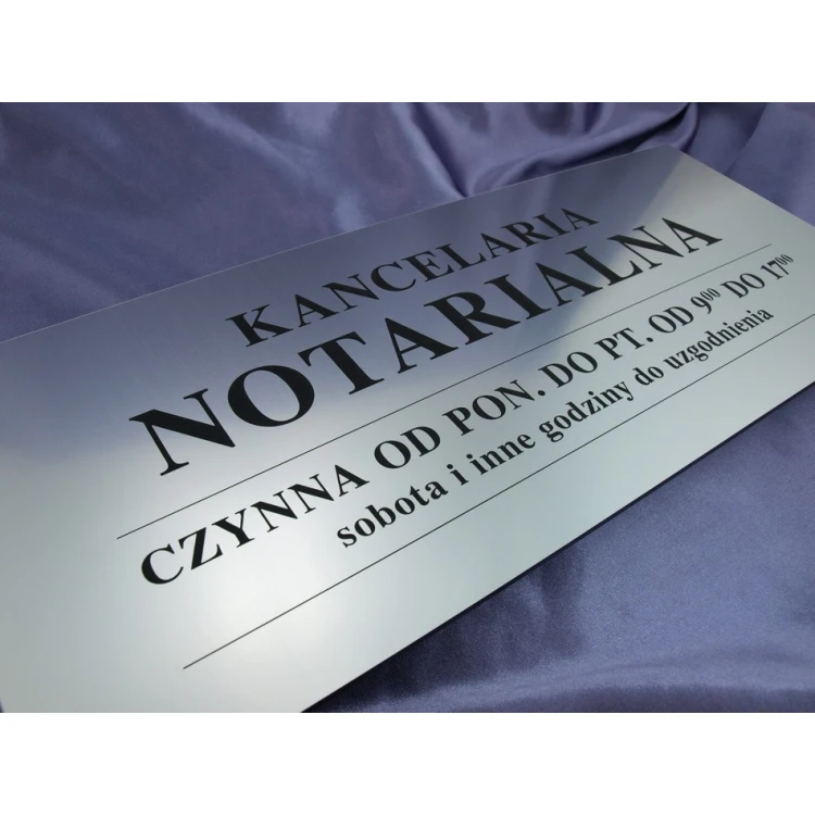Kancelaria czynna - godziny otwarcia - SZ032 - srebrny - wym. 50x21cm
