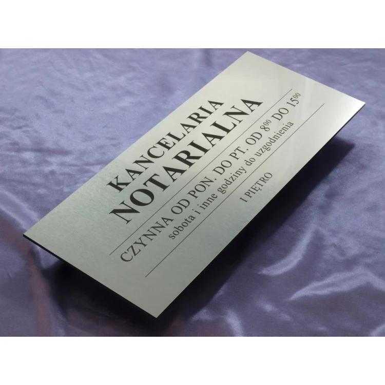 Kancelaria czynna - godziny otwarcia - SZ032 - srebrny - wym. 50x21cm