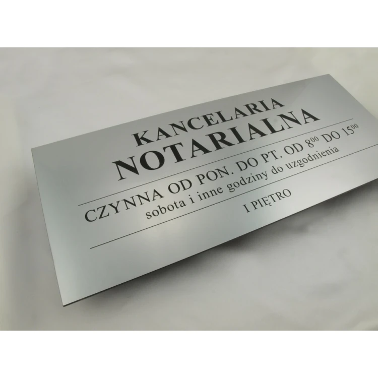 Kancelaria czynna - godziny otwarcia - SZ032 - srebrny - wym. 50x21cm