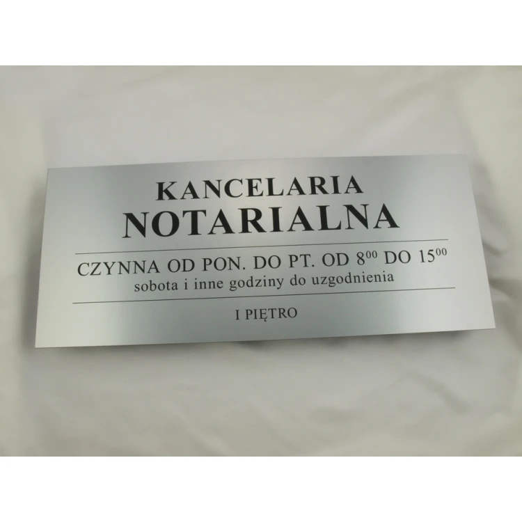 Kancelaria czynna - godziny otwarcia - SZ032 - srebrny - wym. 50x21cm