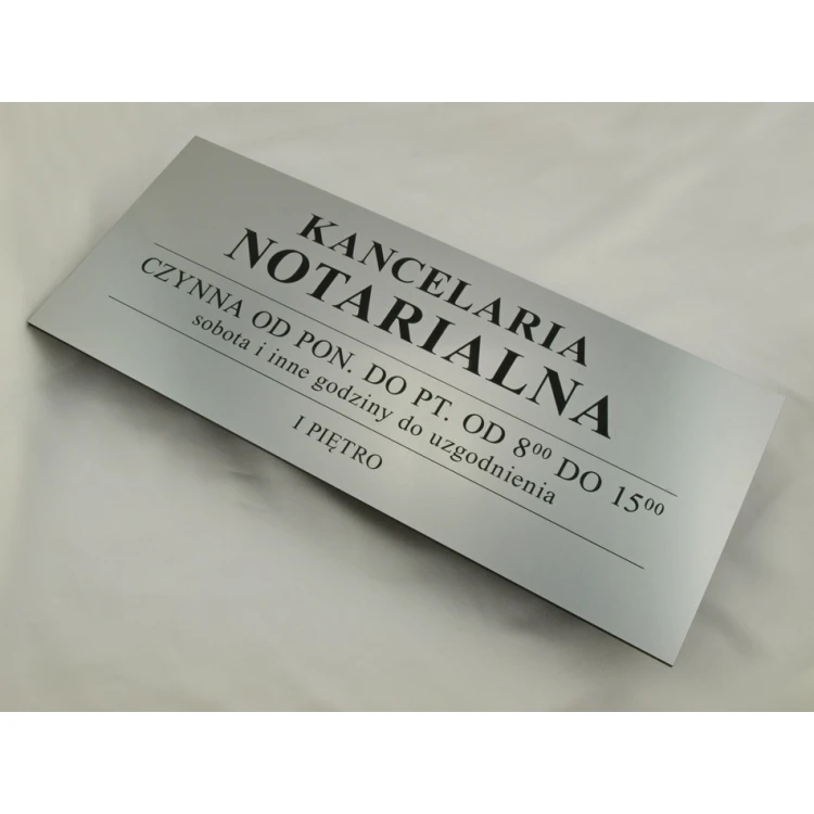 Kancelaria czynna - godziny otwarcia - SZ032 - srebrny - wym. 50x21cm