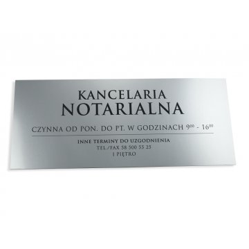 Kancelaria czynna - godziny otwarcia - SZ032 - srebrny - wym. 50x21cm