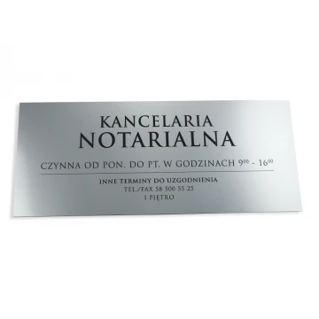 Kancelaria czynna - godziny otwarcia - SZ032 - srebrny - wym. 50x21cm