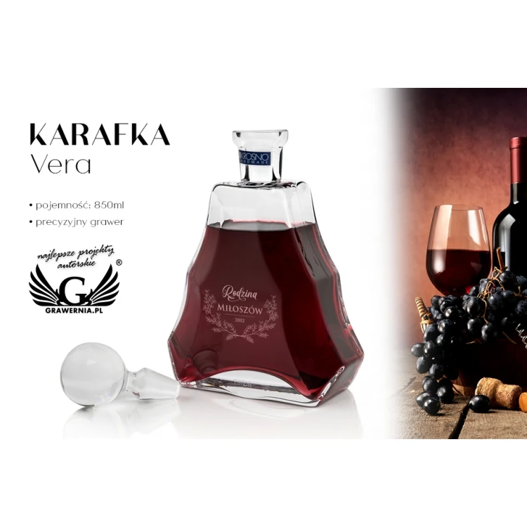Karafka z grawerem do likieru lub nalewek - VERA - Prezent dla małżeństwa - KAR006