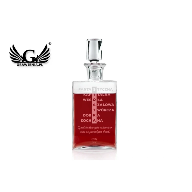 Karafka z grawerem do nalewek lub whisky - CAMEL - Prezent dla siostry - KAR033