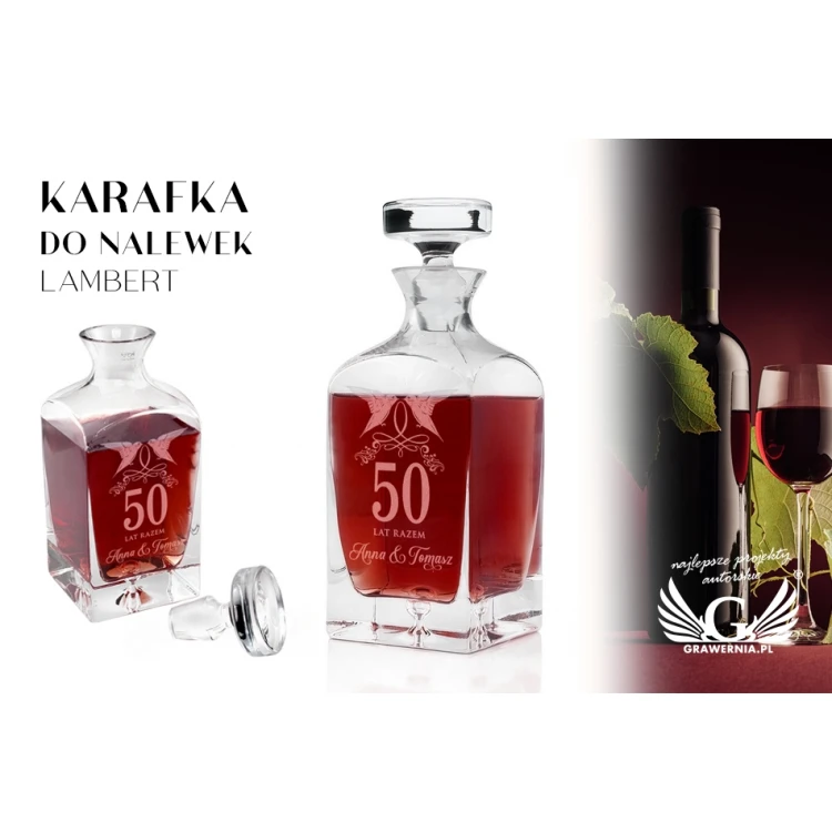 Karafka z grawerem do nalewek lub whisky - LAMBERT - Rocznica ślubu - KAR043