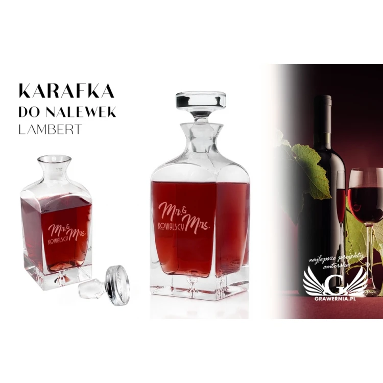 Karafka z grawerem do nalewek lub whisky - LAMBERT - Ms & Mrs - KAR044