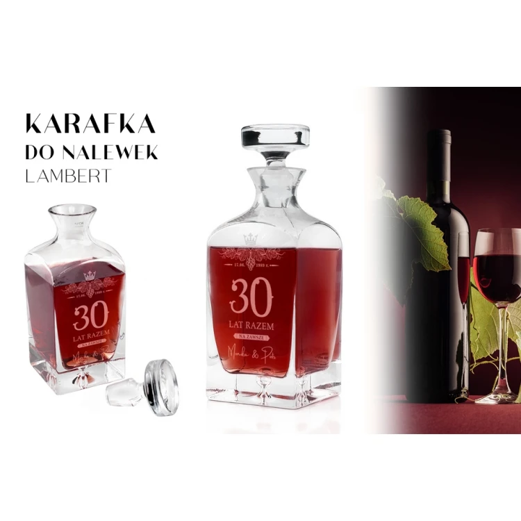 Karafka z grawerem do nalewek lub whisky - LAMBERT - Rocznica ślubu - KAR045