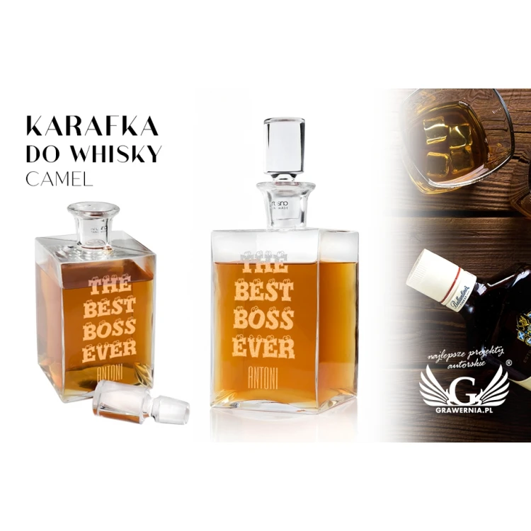 Karafka z grawerem do whisky lub nalewek - CAMEL - Prezent dla szefa - KAR016