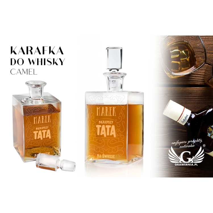 Karafka z grawerem do whisky lub nalewek - CAMEL - Prezent dla taty - KAR017