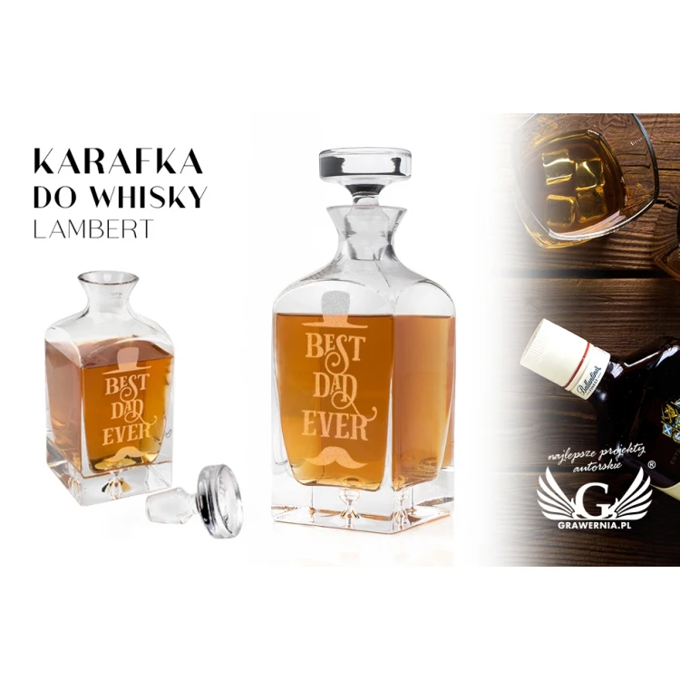 Karafka z grawerem do whisky lub nalewek - LAMBERT - Prezent dla taty - KAR022