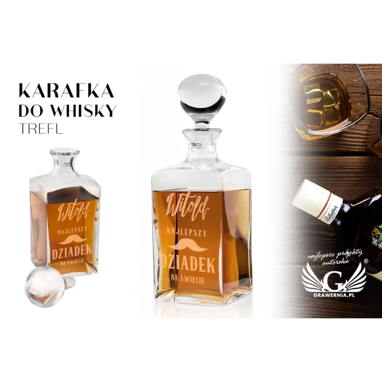 Karafka z grawerem do whisky lub nalewek - TREFL - Prezent dla dziadka - KAR028