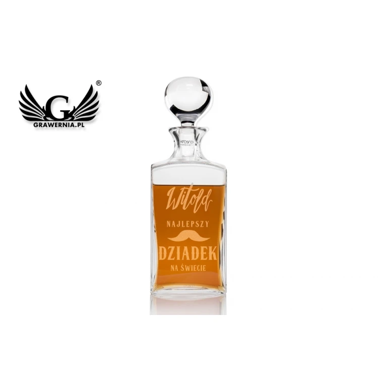 Karafka z grawerem do whisky lub nalewek - TREFL - Prezent dla dziadka - KAR028