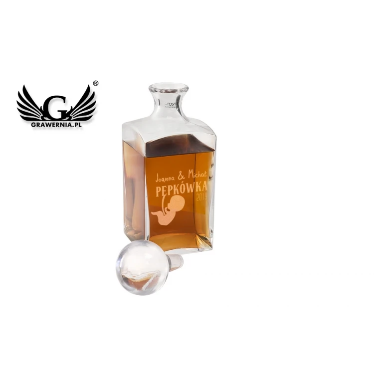 Karafka z grawerem do whisky lub nalewek - TREFL - Pępkówka - KAR029