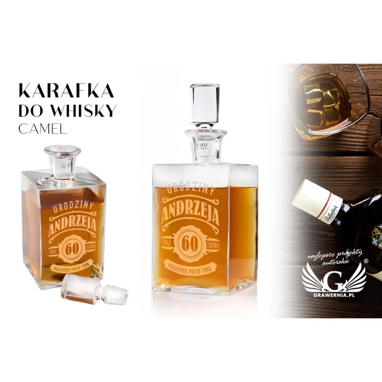 Karafka z grawerem do whisky lub nalewek - CAMEL - Prezent jubileuszowy - KAR030