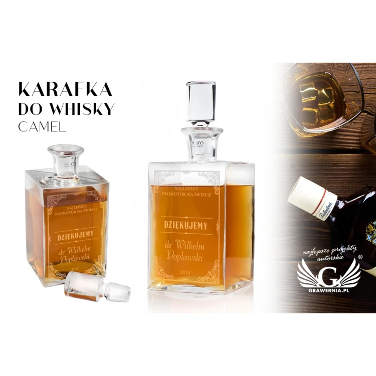 Karafka z grawerem do whisky lub nalewek - CAMEL - Prezent dla promotora - KAR031
