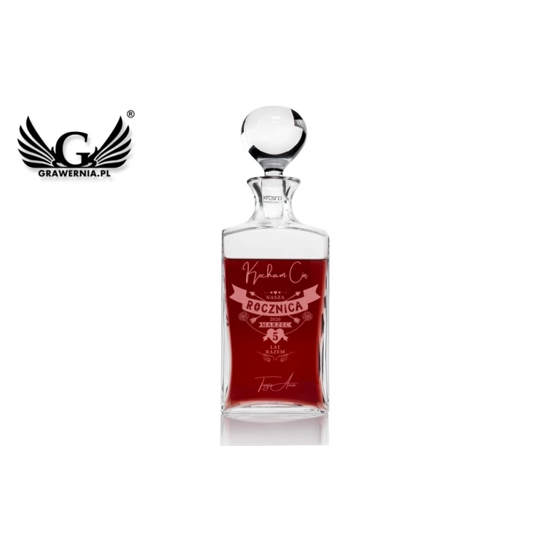 Karafka z grawerem do whisky lub nalewek - TREFL - Rocznica Ślubu - KAR038
