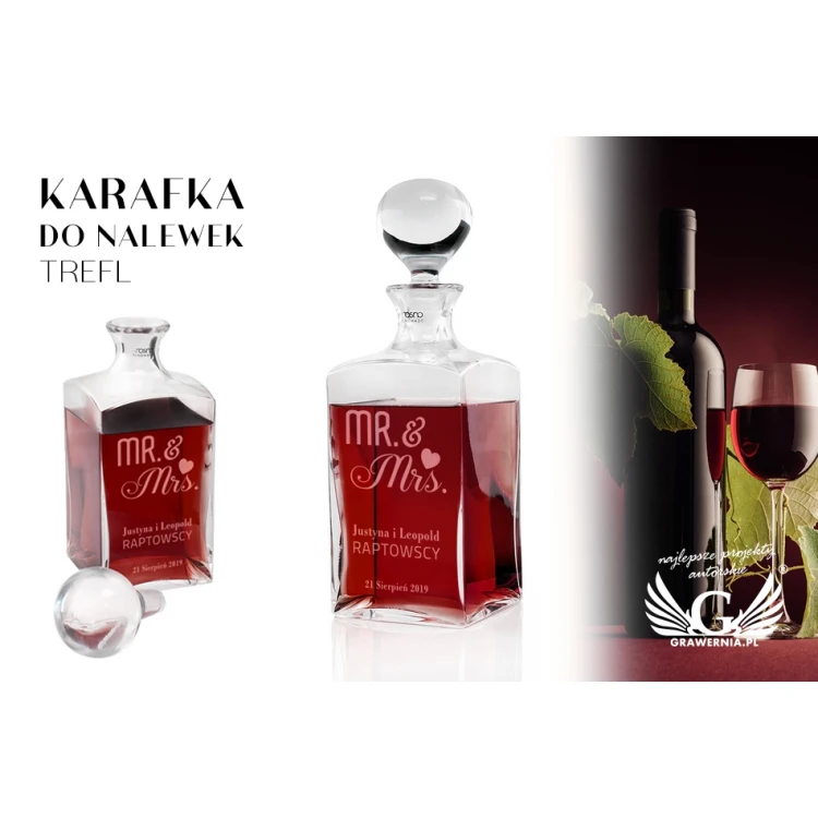 Karafka z grawerem do whisky lub nalewek - TREFL - Prezent Ślubny - KAR040