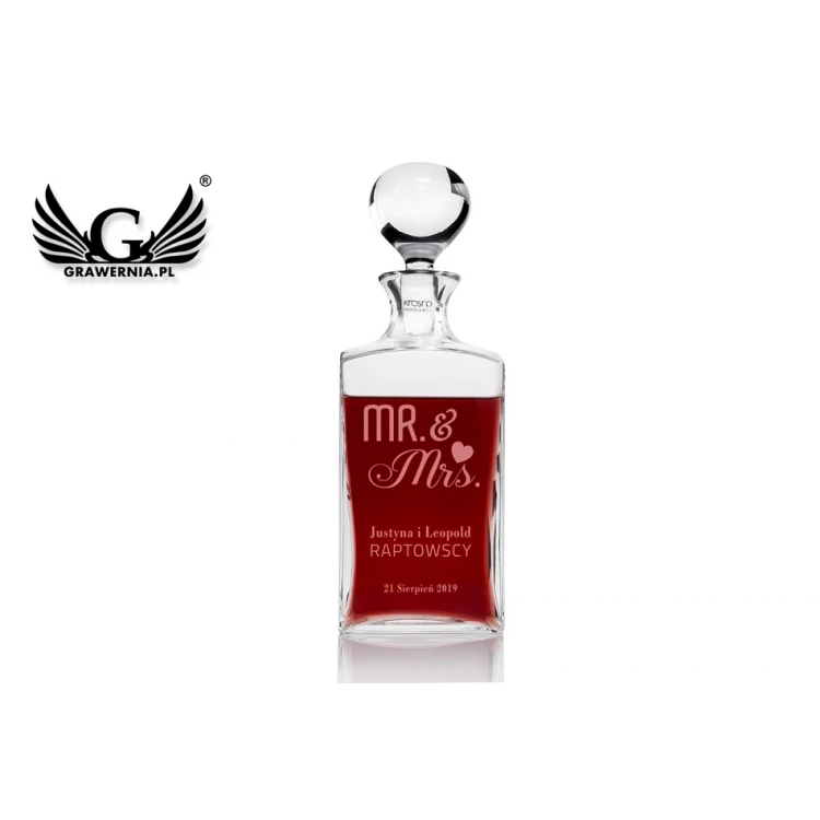 Karafka z grawerem do whisky lub nalewek - TREFL - Prezent Ślubny - KAR040