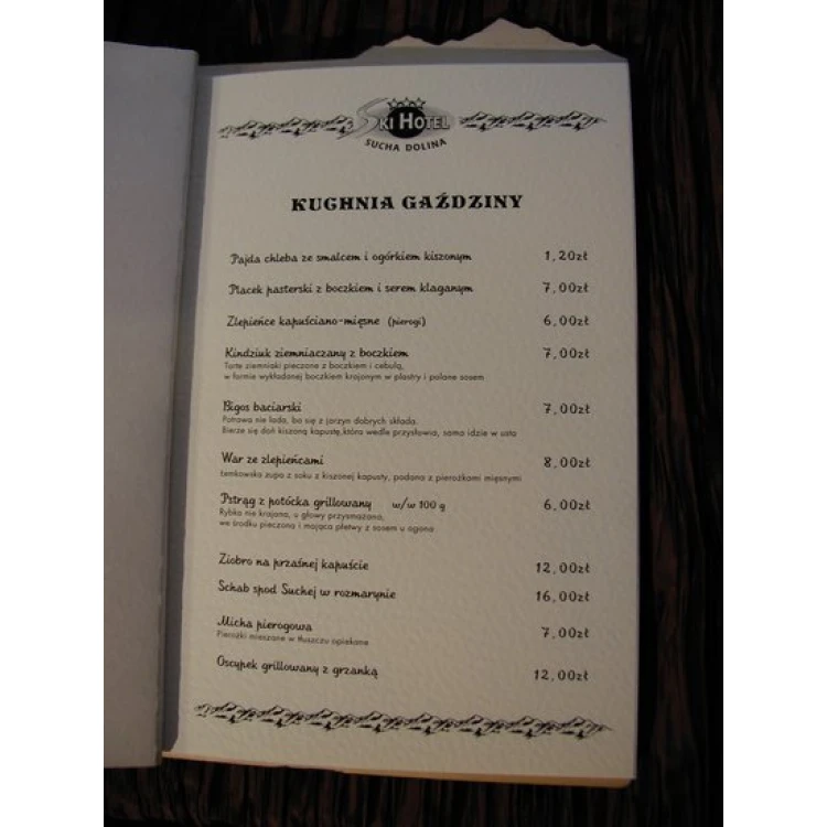 Karta menu STANDARD PLUS