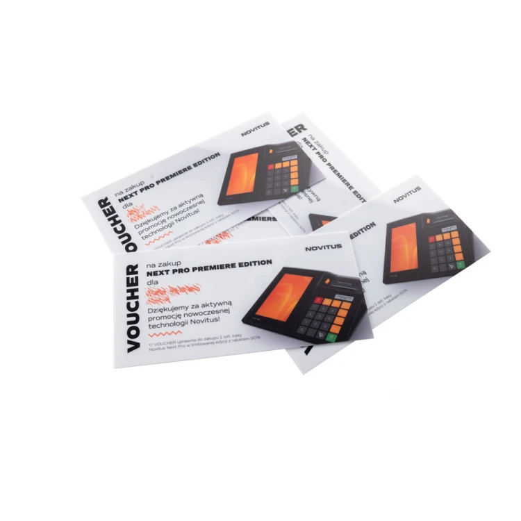 Karta plastikowa - Voucher - tworzywo HIPS 1mm - wym. 210x102mm - kolorowy druk UV - WZ038