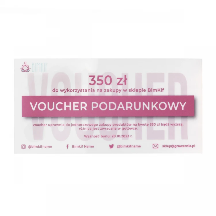 Karta plastikowa - Voucher - tworzywo HIPS 1mm - wym. 215x101mm - kolorowy druk UV - WZ039