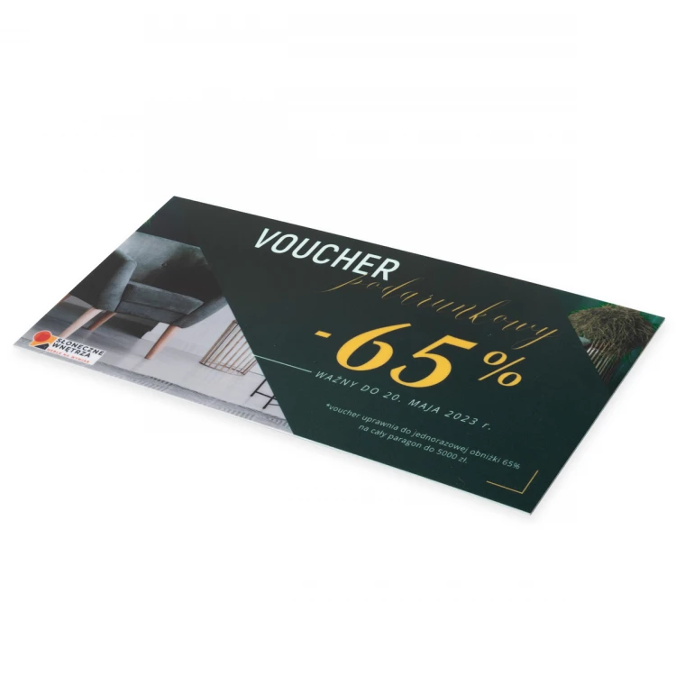 Karta plastikowa - Voucher - tworzywo HIPS 1mm - wym. 215x101mm - kolorowy druk UV - WZ041