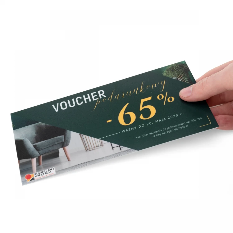 Karta plastikowa - Voucher - tworzywo HIPS 1mm - wym. 215x101mm - kolorowy druk UV - WZ041