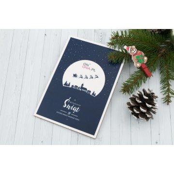 Kartka drewniana świąteczna Boże Narodzenie - nadruk UV - wym. 105x150mm - KS002
